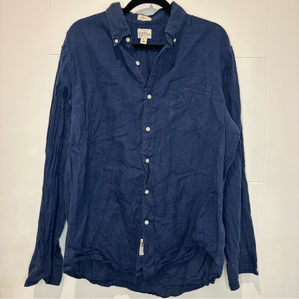 Blue Button-Up Men's Shirt | J Crew | Irish Linen size L